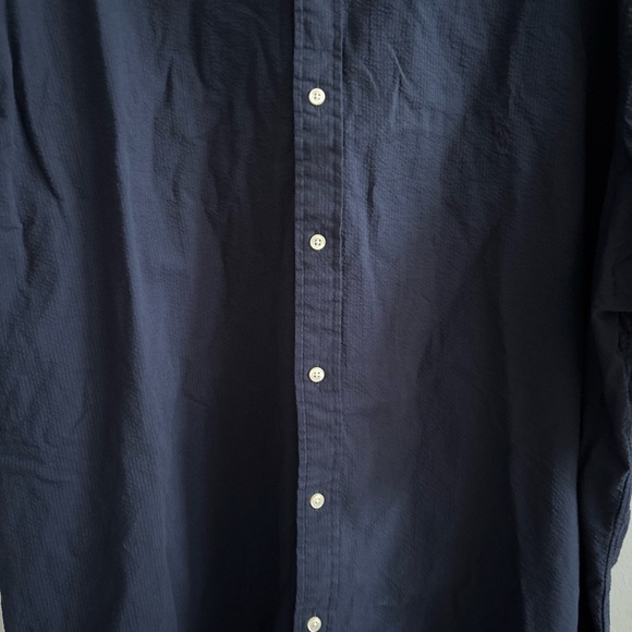 NWT Ralph Lauren Men 4XLT Tall SeerSucker Shirt Navy Blue Short Sleeve Button Up - Picture 5 of 10